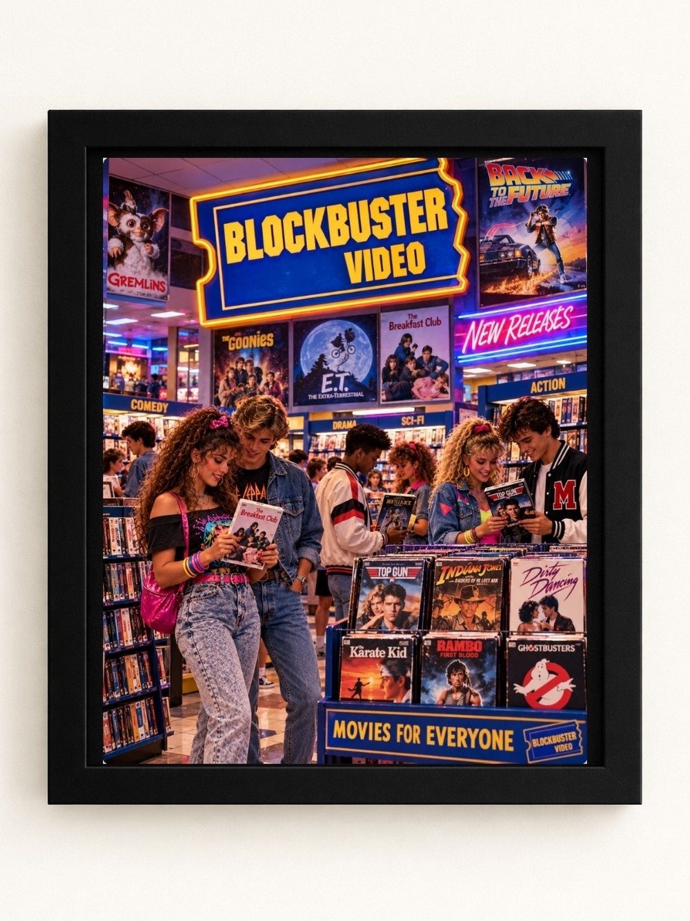 8x10 Framed Blockbuster Video Retro A.I. Art Print